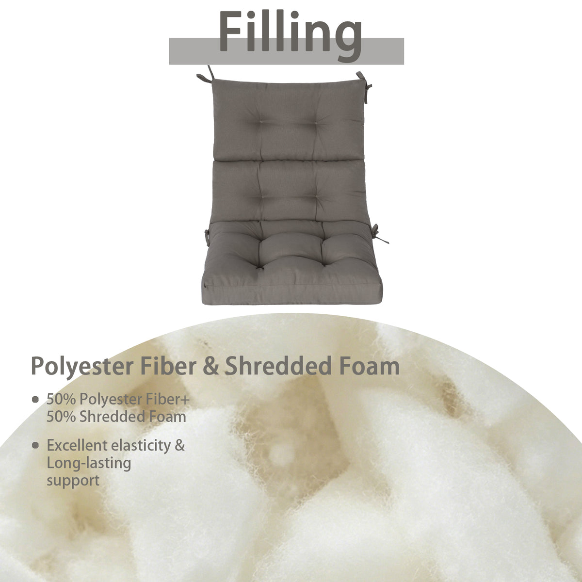 Goodgoods N Tufted Outdoor High-Back Chair Cushion 21x44 in - Gray