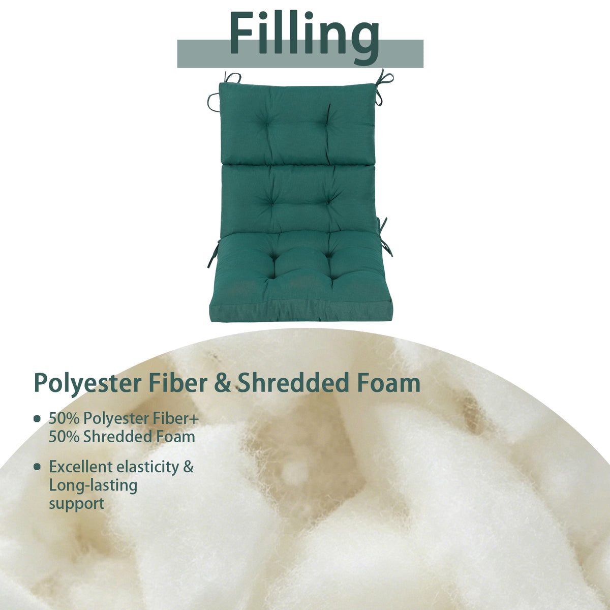 Goodgoods N Tufted Outdoor High-Back Chair Cushion 22x44 in - Deep Green