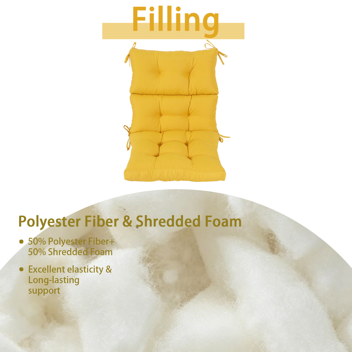 Goodgoods N Tufted Outdoor High-Back Chair Cushion 22x44 in - Yellow
