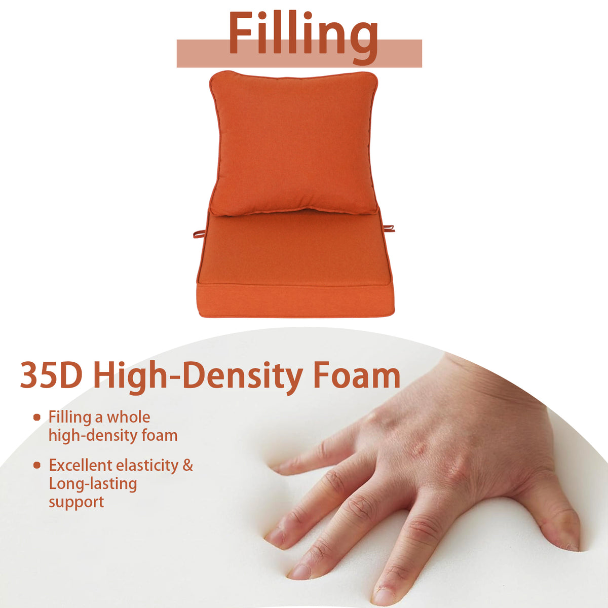 Goodgoods N Deep Seat Outdoor Cushion Set 24x24 in - Orange
