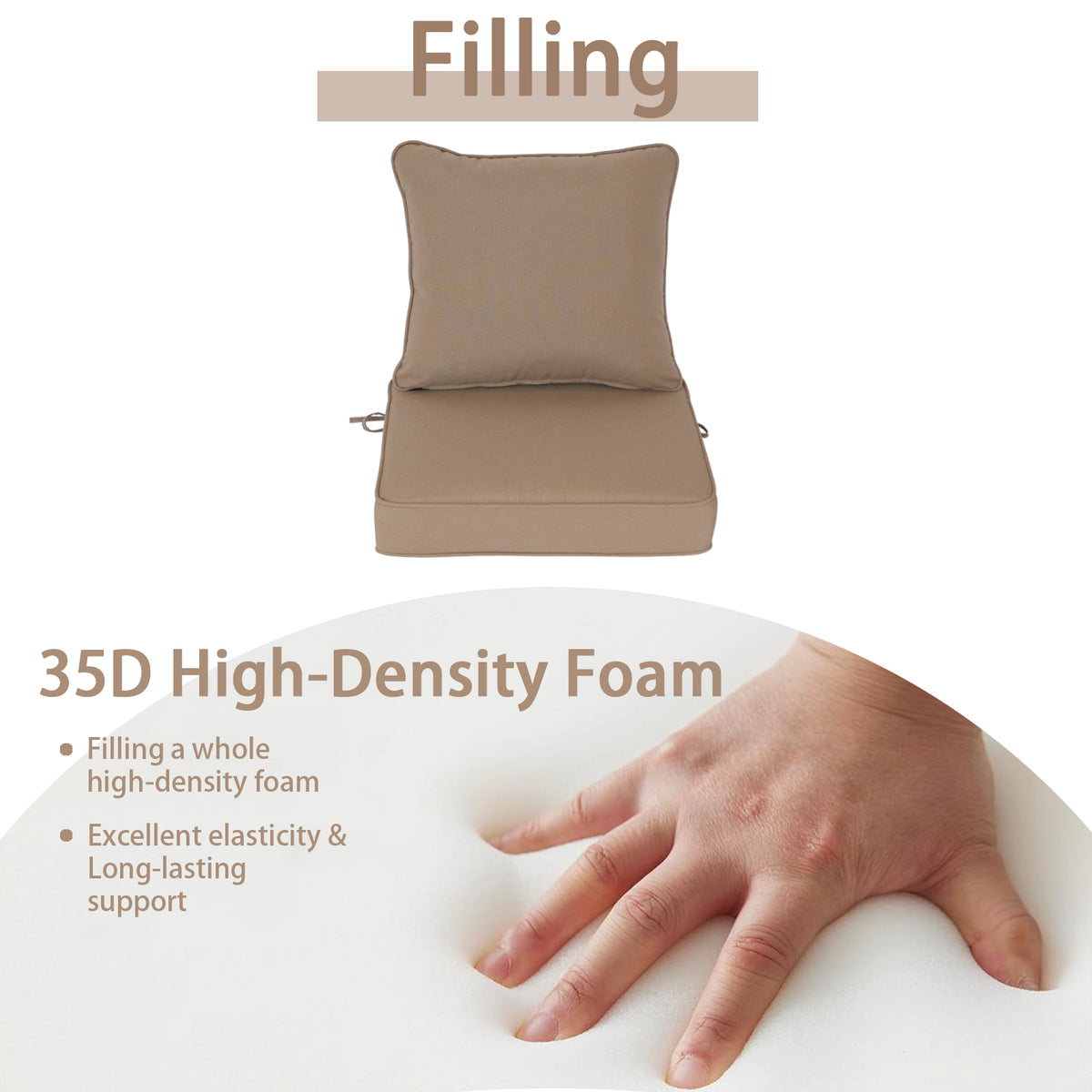Goodgoods N Deep Seat Outdoor Cushion Set 24x24 in - Brown
