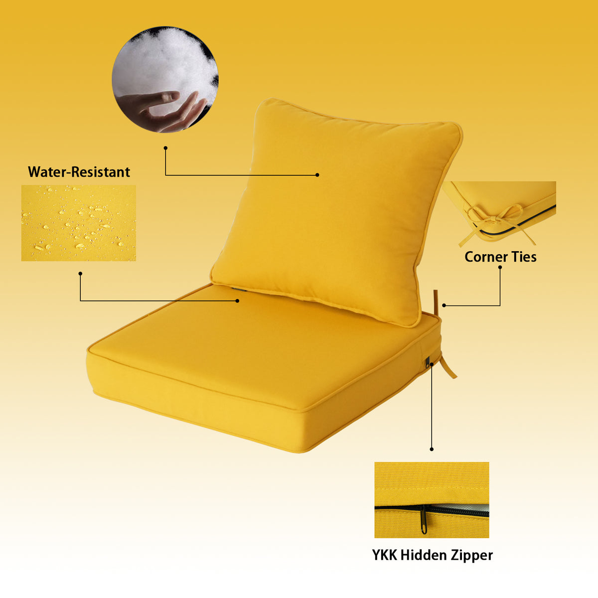 Goodgoods N Deep Seat Outdoor Cushion Set 19x19 in - Yellow