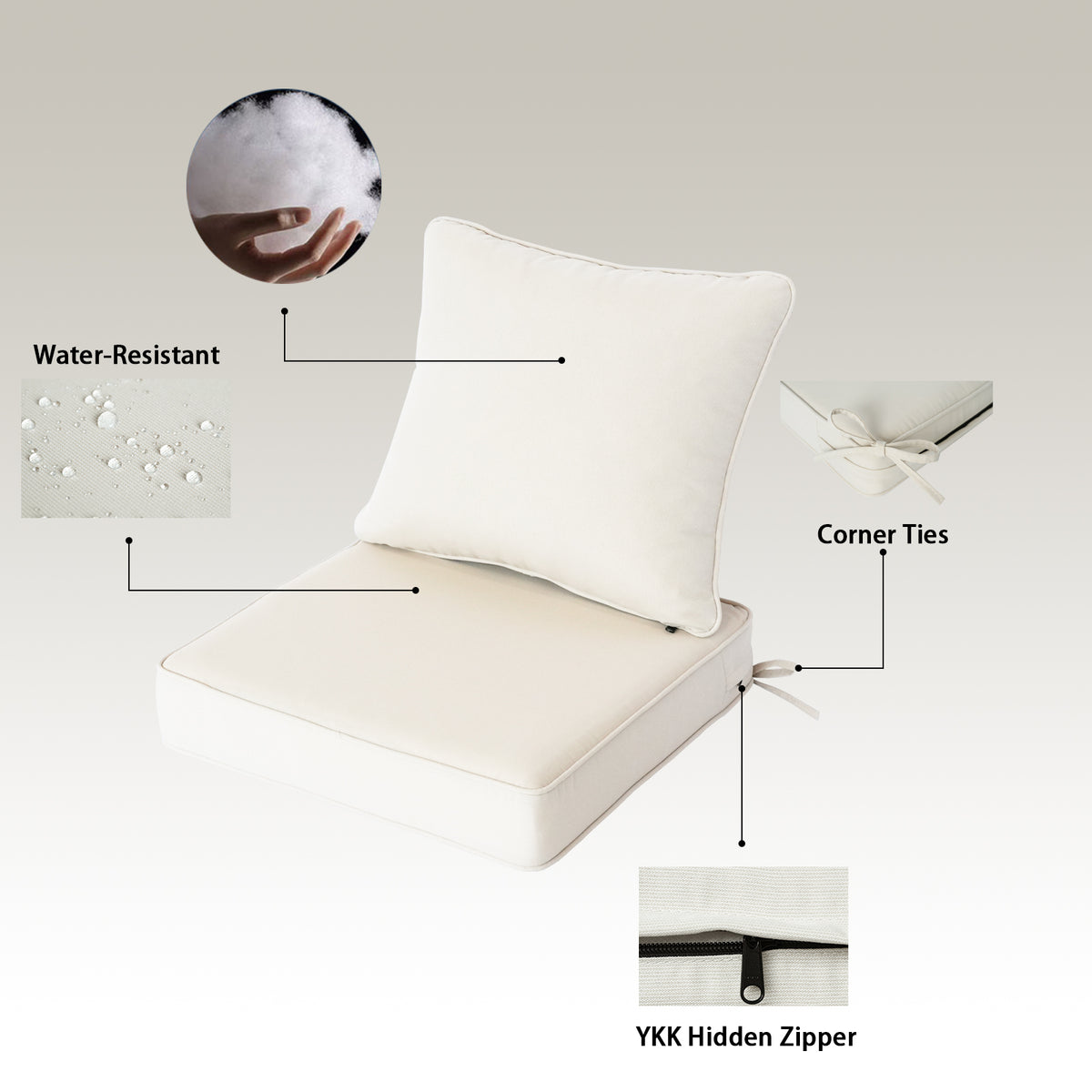 Goodgoods N Deep Seat Outdoor Cushion Set 19x19 in - Beige