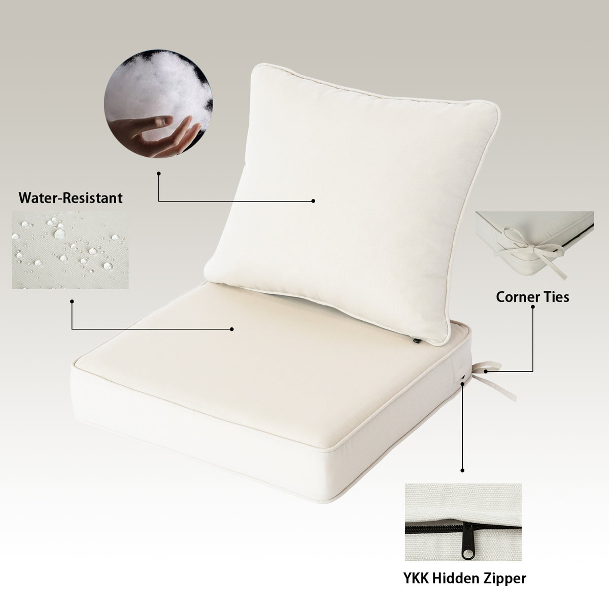 Goodgoods N Deep Seat Outdoor Cushion Set 24x24 in - Beige