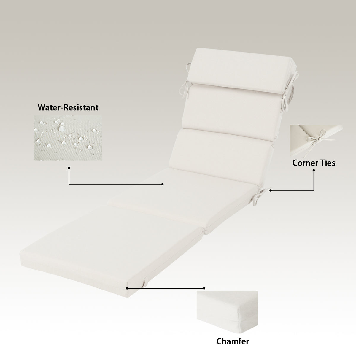 Goodgoods N Outdoor Chaise Lounge Cushion 25x77 in - Beige