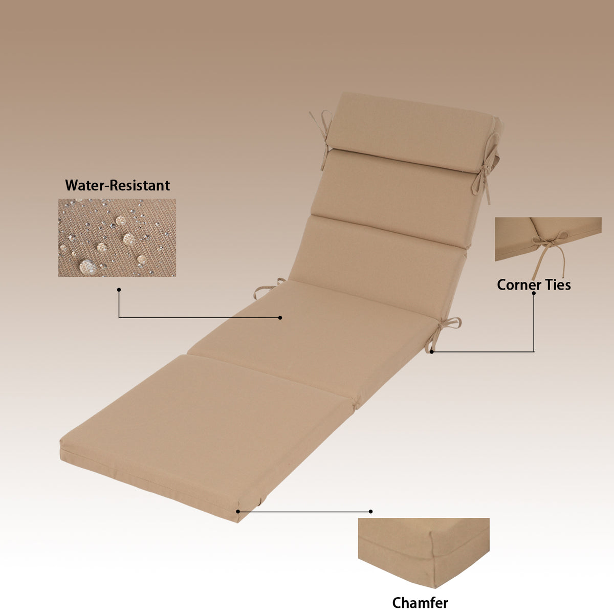 Goodgoods N Outdoor Chaise Lounge Cushion 25x77 in - Brown