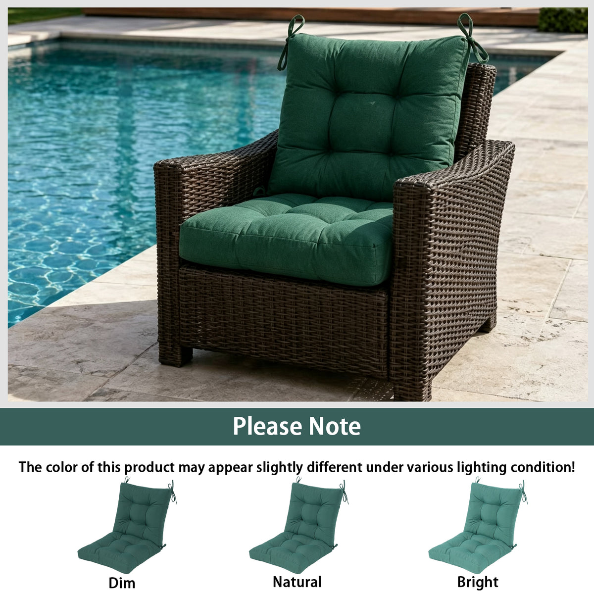 Goodgoods N Tufted Outdoor High-Back Chair Cushion 20x40 in - Deep Green