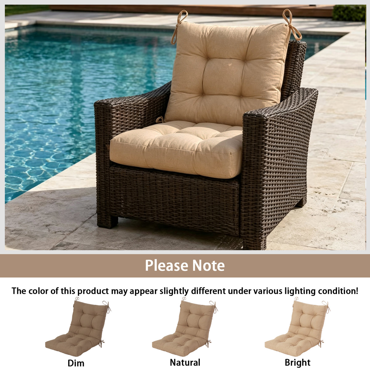 Goodgoods N Tufted Outdoor High-Back Chair Cushion 20x40 in - Brown