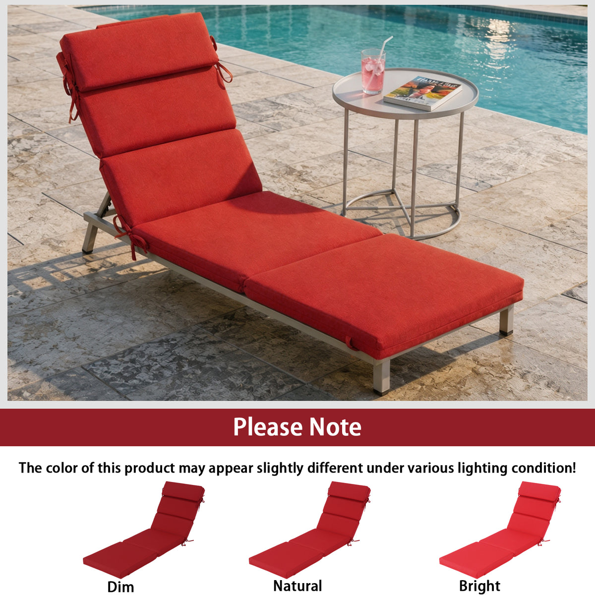 Goodgoods N Outdoor Chaise Lounge Cushion 21x72 in - Red