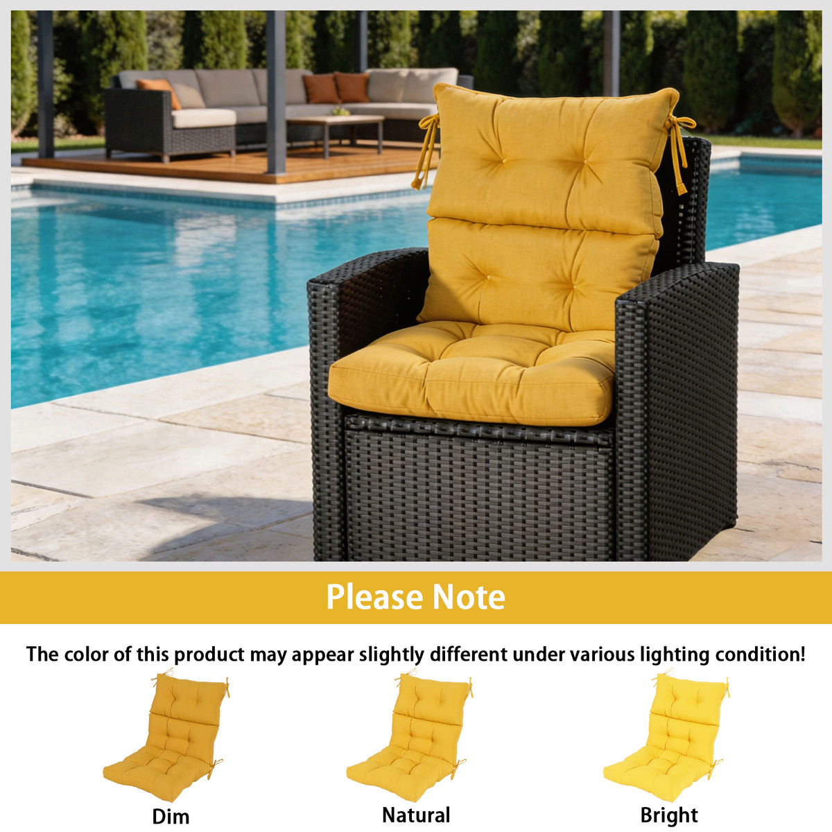 Goodgoods N Tufted Outdoor High-Back Chair Cushion 22x44 in - Yellow