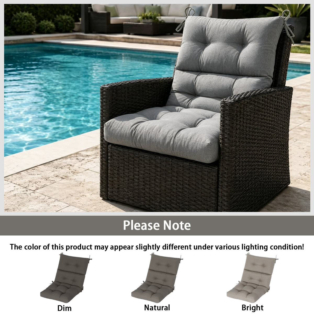 Goodgoods N Tufted Outdoor High-Back Chair Cushion 22x44 in - Gray