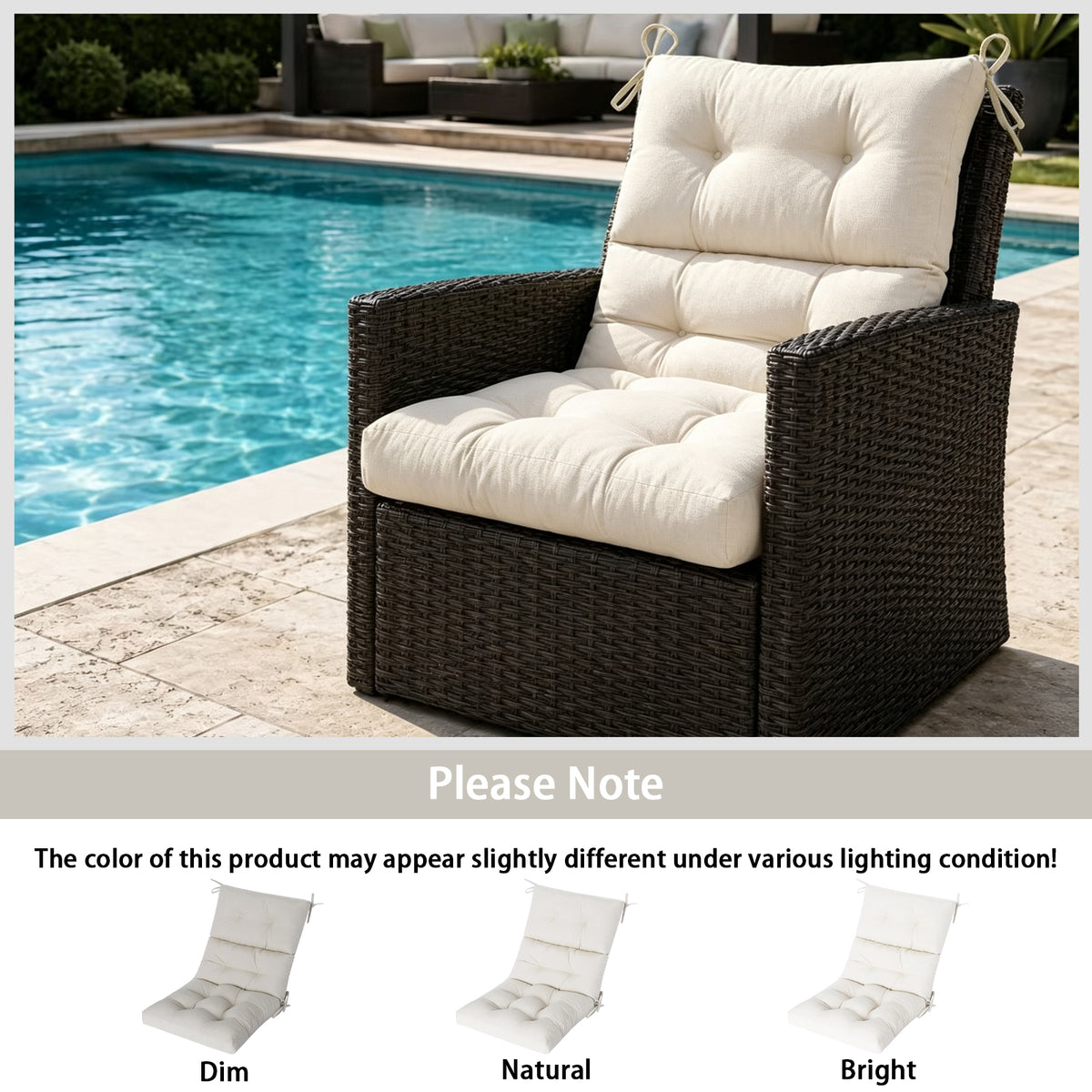 Goodgoods N Tufted Outdoor High-Back Chair Cushion 22x44 in - Beige