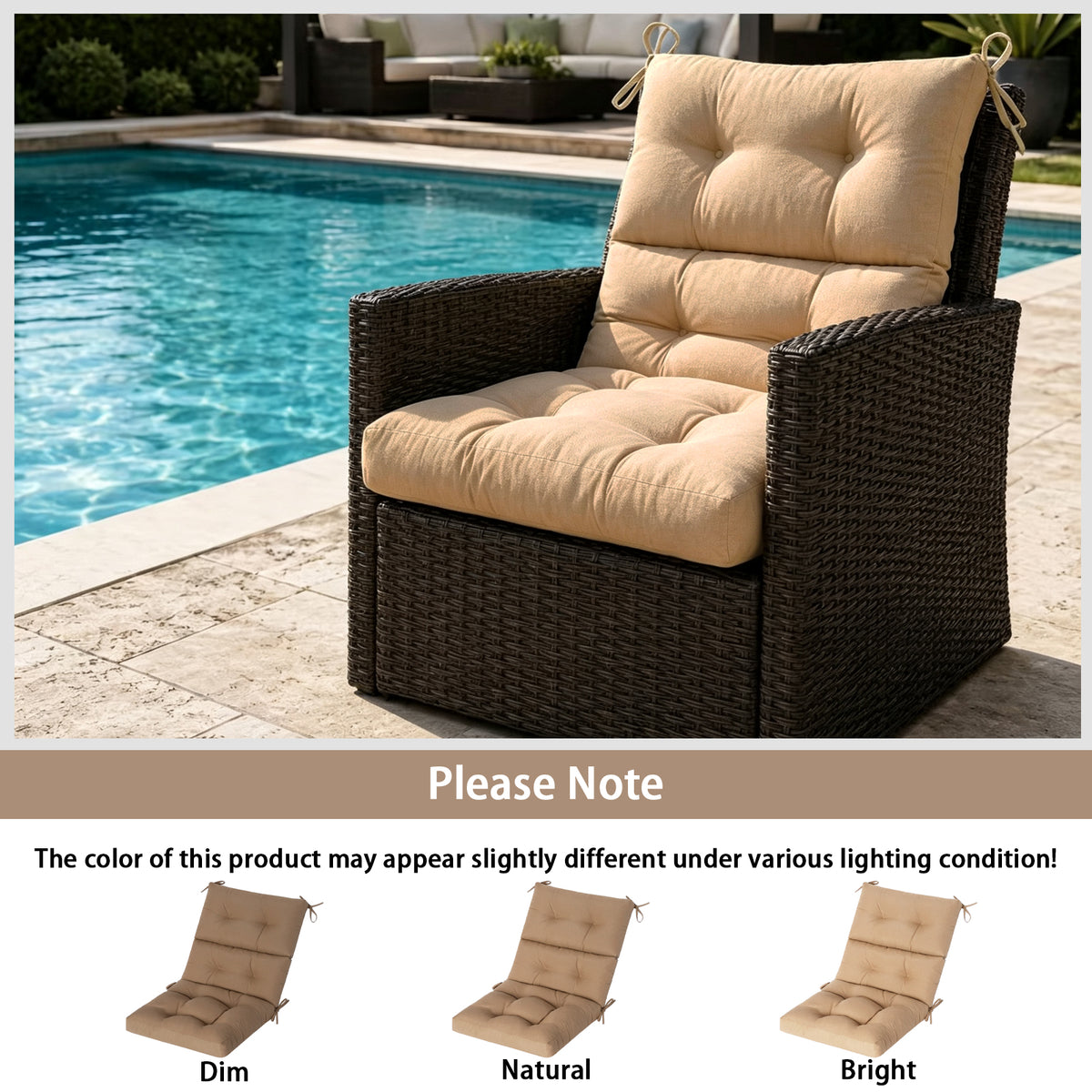 Goodgoods N Tufted Outdoor High-Back Chair Cushion 22x44 in - Brown