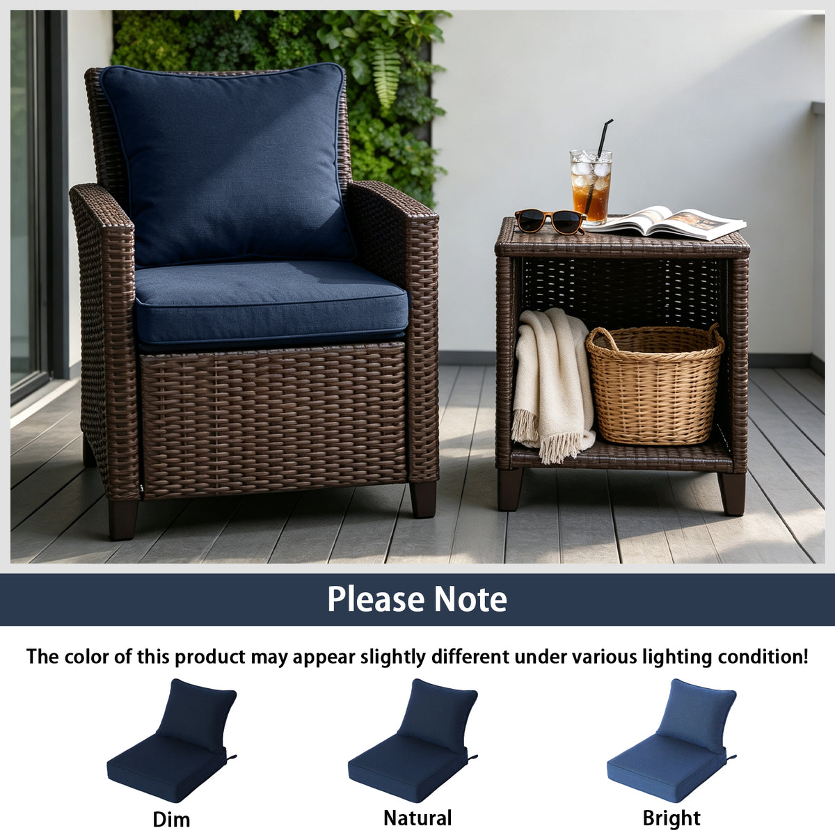 Goodgoods N Deep Seat Outdoor Cushion Set 24x28 in - Dark Blue