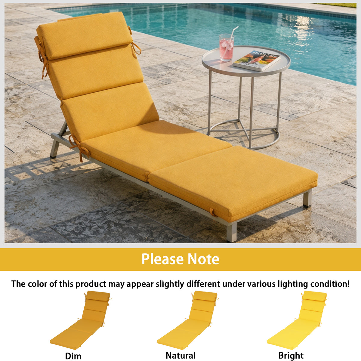 Goodgoods N Outdoor Chaise Lounge Cushion 25x77 in - Yellow