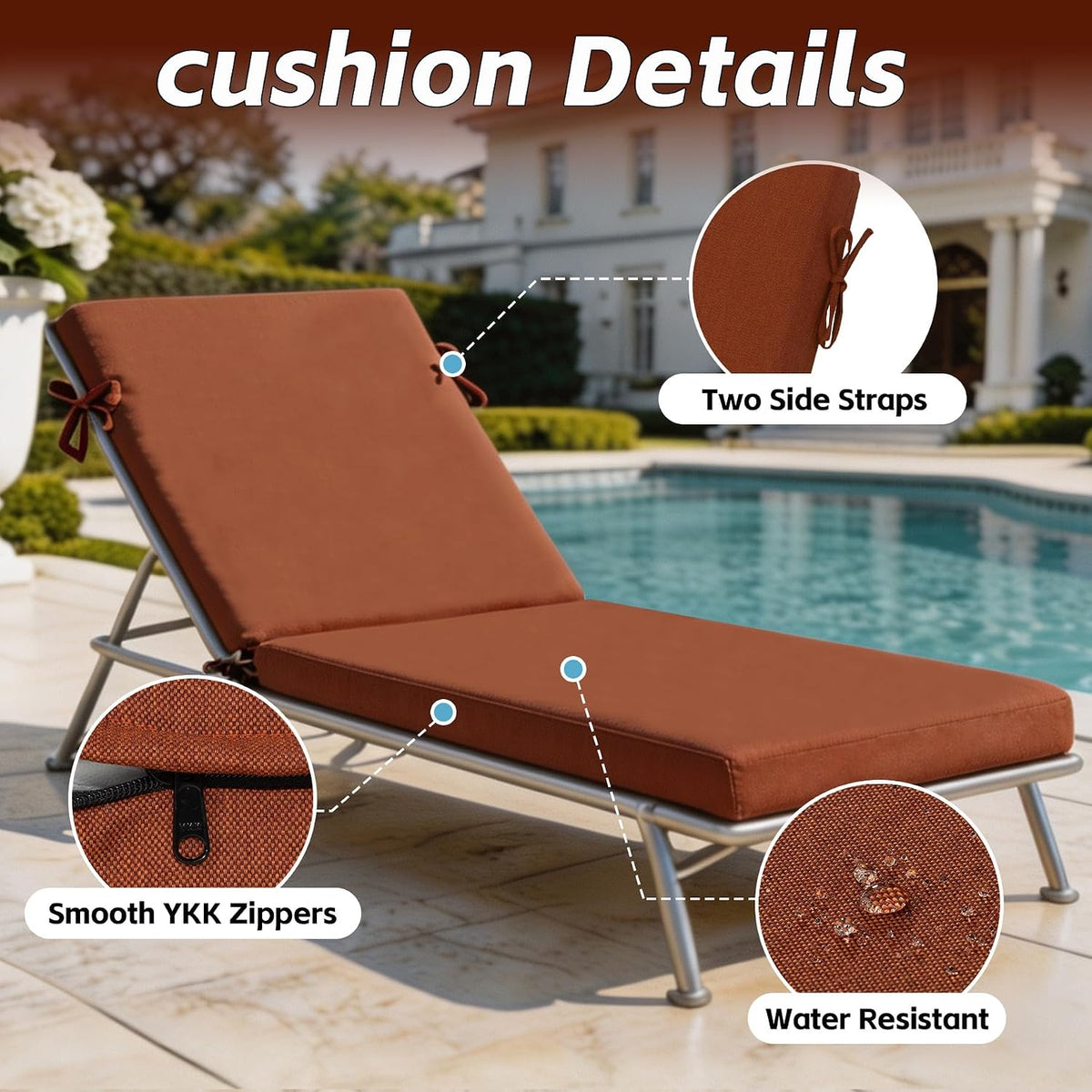 GoodGoods Outdoor Chaise Lounge Cushion 21x72 in - Terracotta