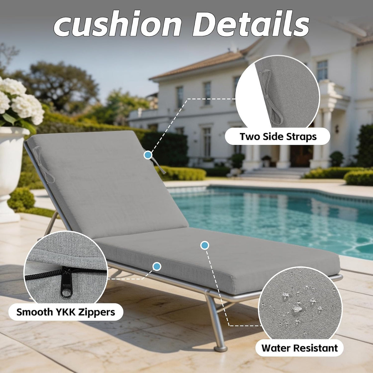 GoodGoods Outdoor Chaise Lounge Cushion 21x72 in - Light Gray