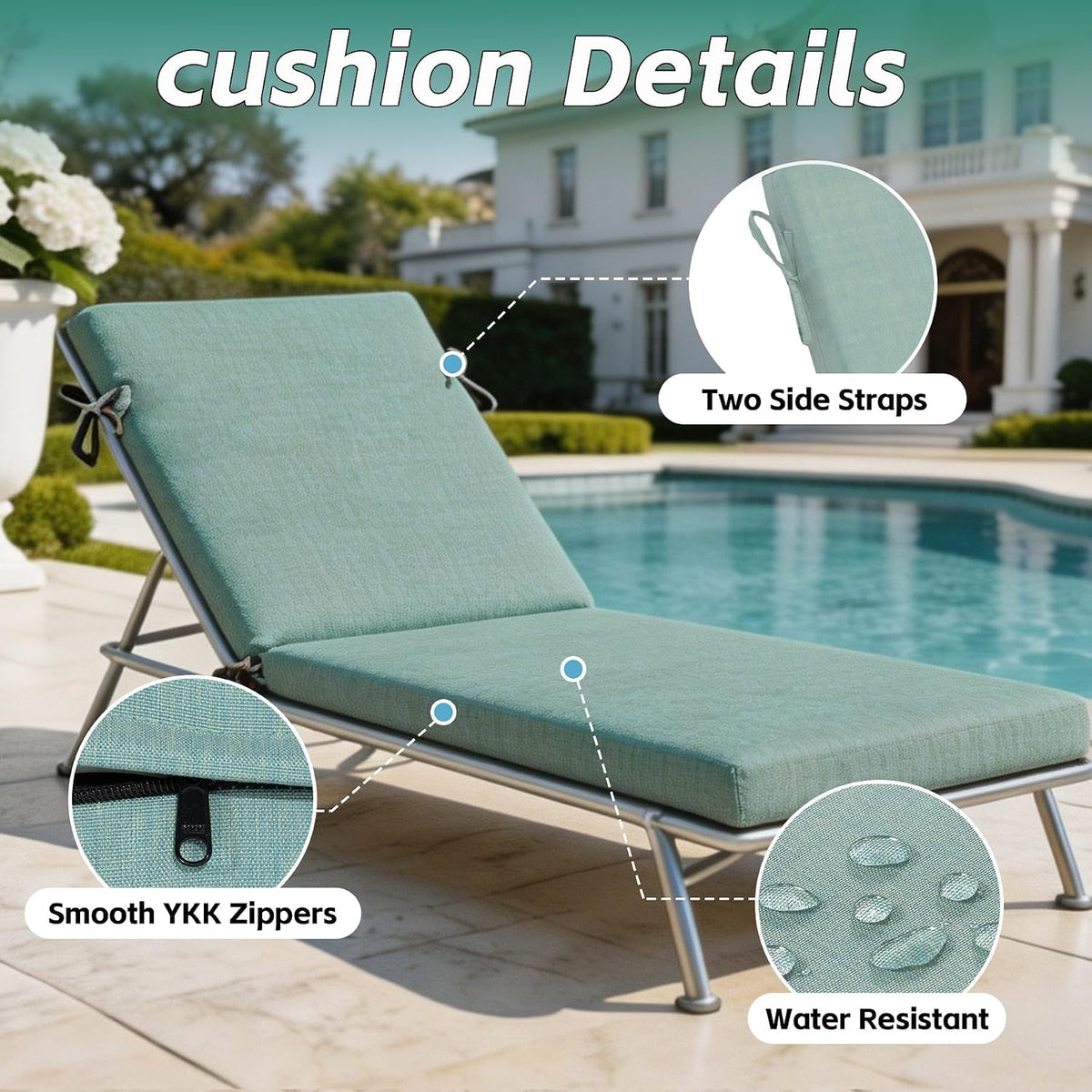GoodGoods Outdoor Chaise Lounge Cushion 21x72 in - Light Green