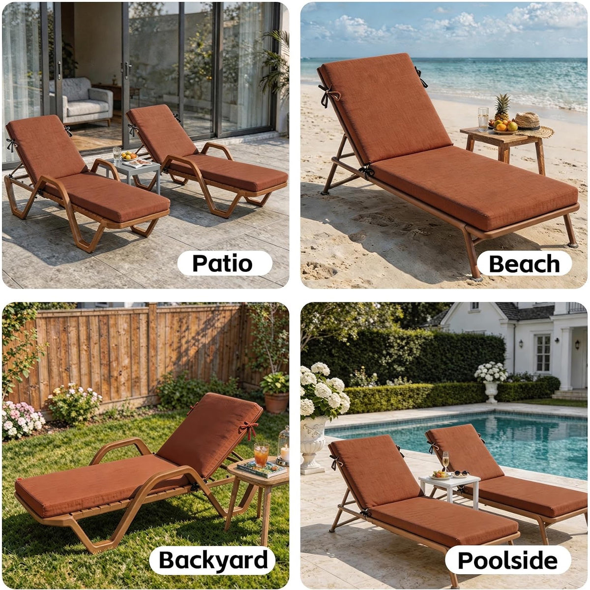 GoodGoods Outdoor Chaise Lounge Cushion 21x72 in - Terracotta