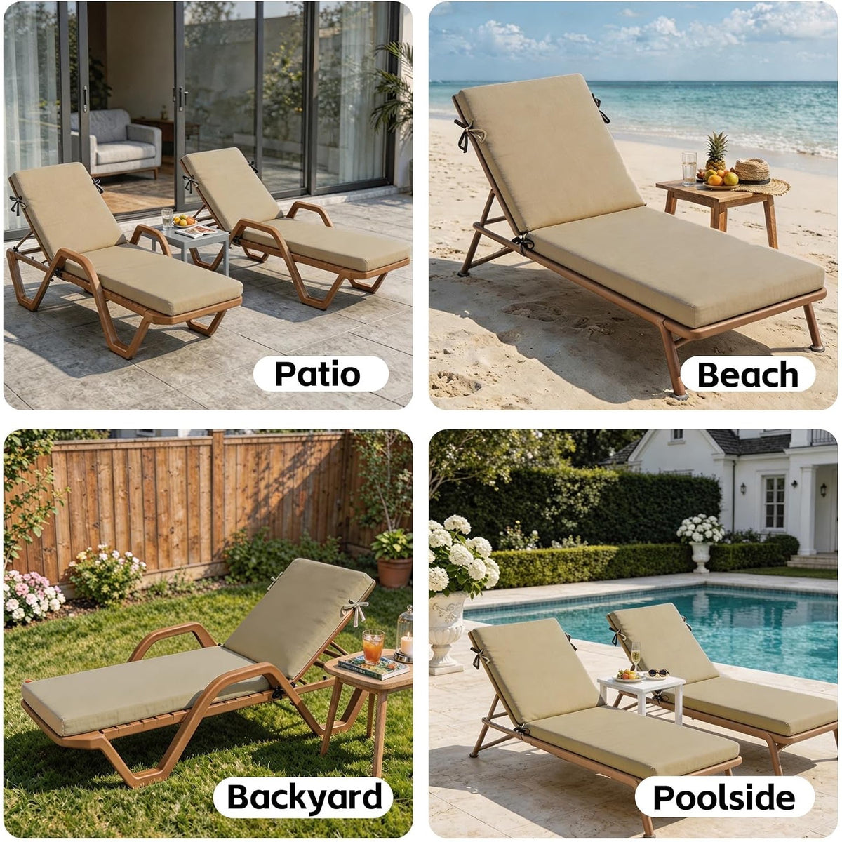 GoodGoods Outdoor Chaise Lounge Cushion 21x72 in - Beige