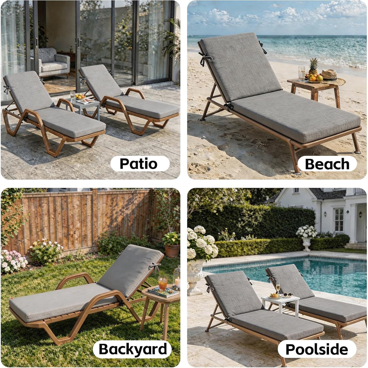 GoodGoods Outdoor Chaise Lounge Cushion 21x72 in - Light Gray