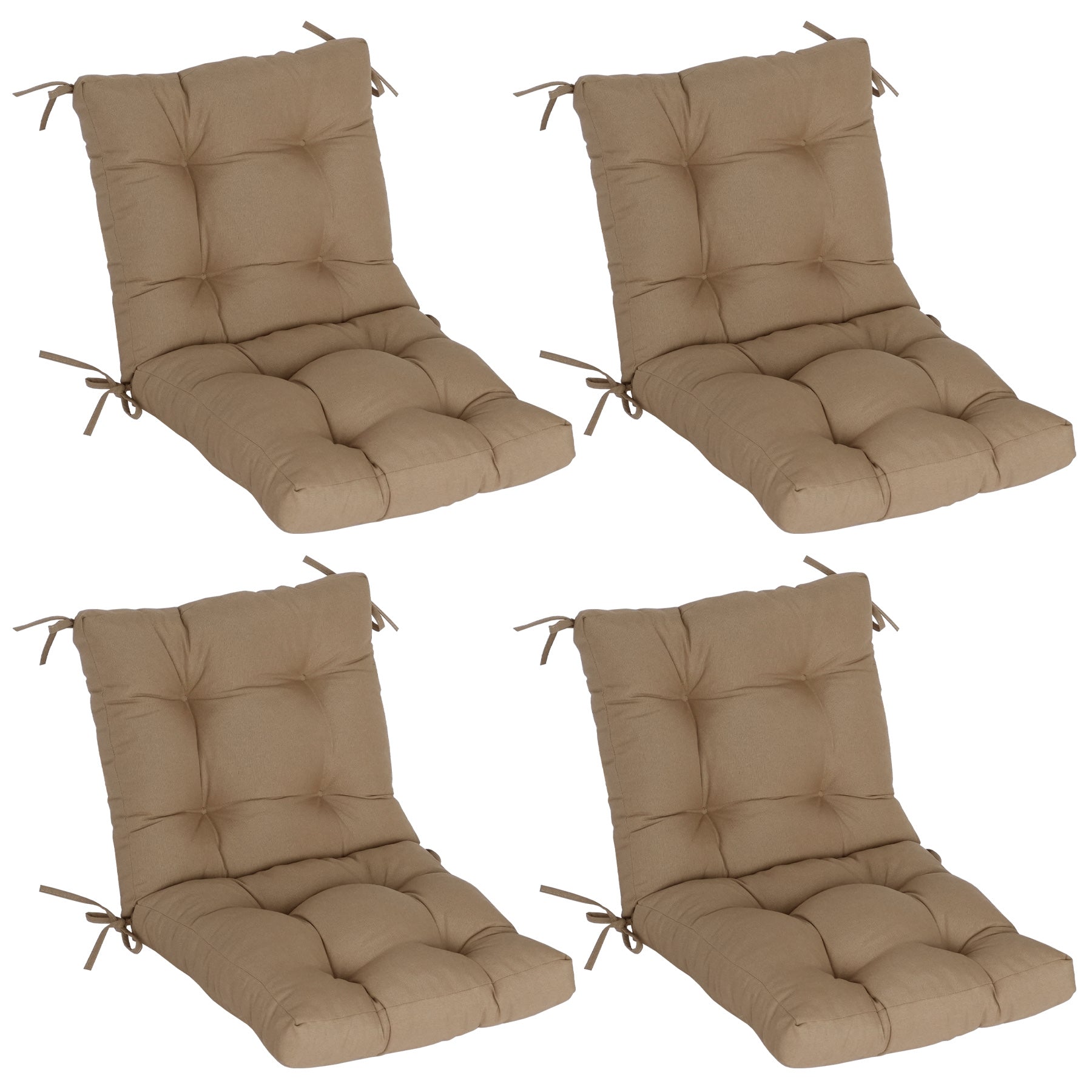 GoodGoods Tufted Outdoor High-Back Chair Cushion 20x40 in - Brown lifestyle and product view 2