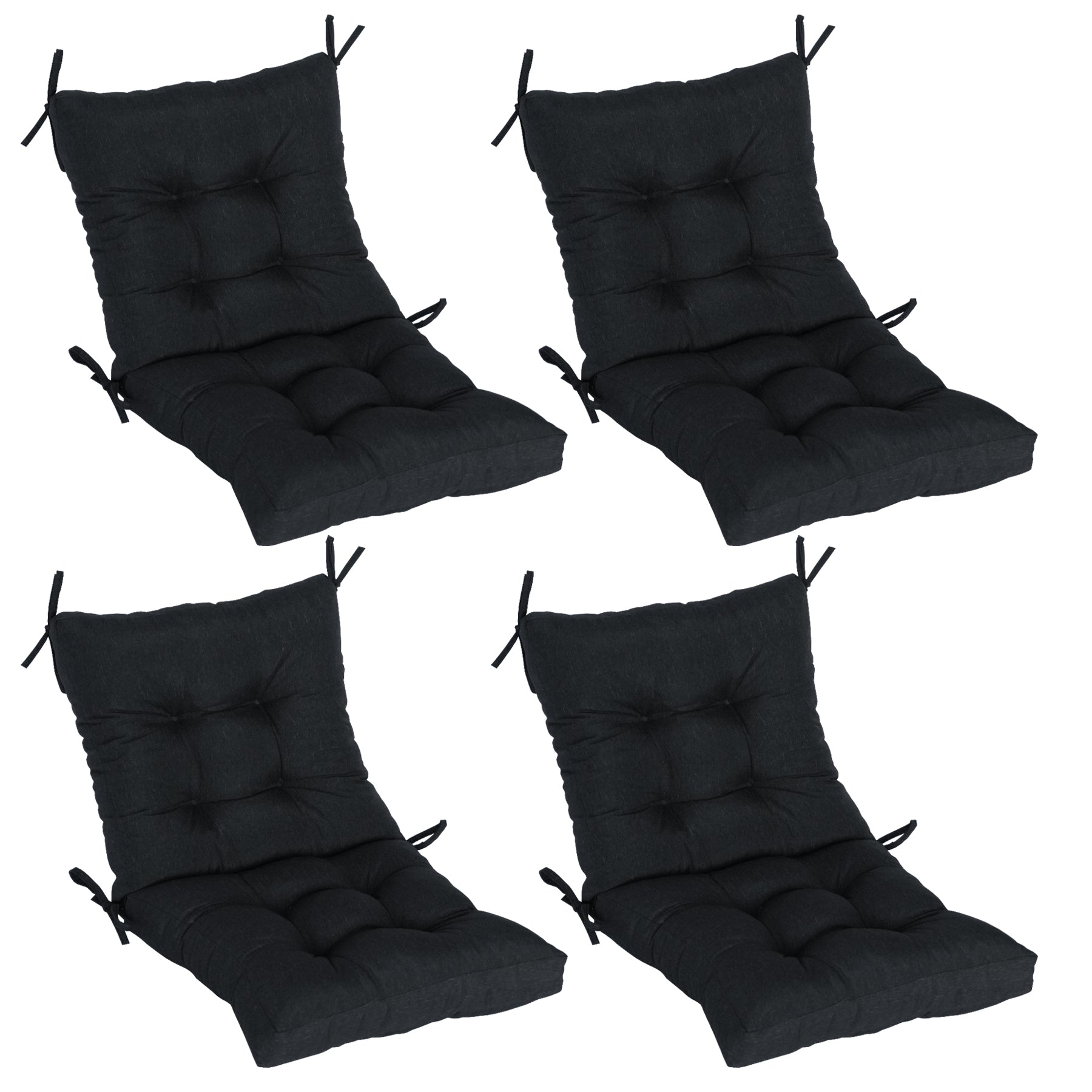GoodGoods Tufted Outdoor High-Back Chair Cushion 20x40 in - Black lifestyle and product view 2