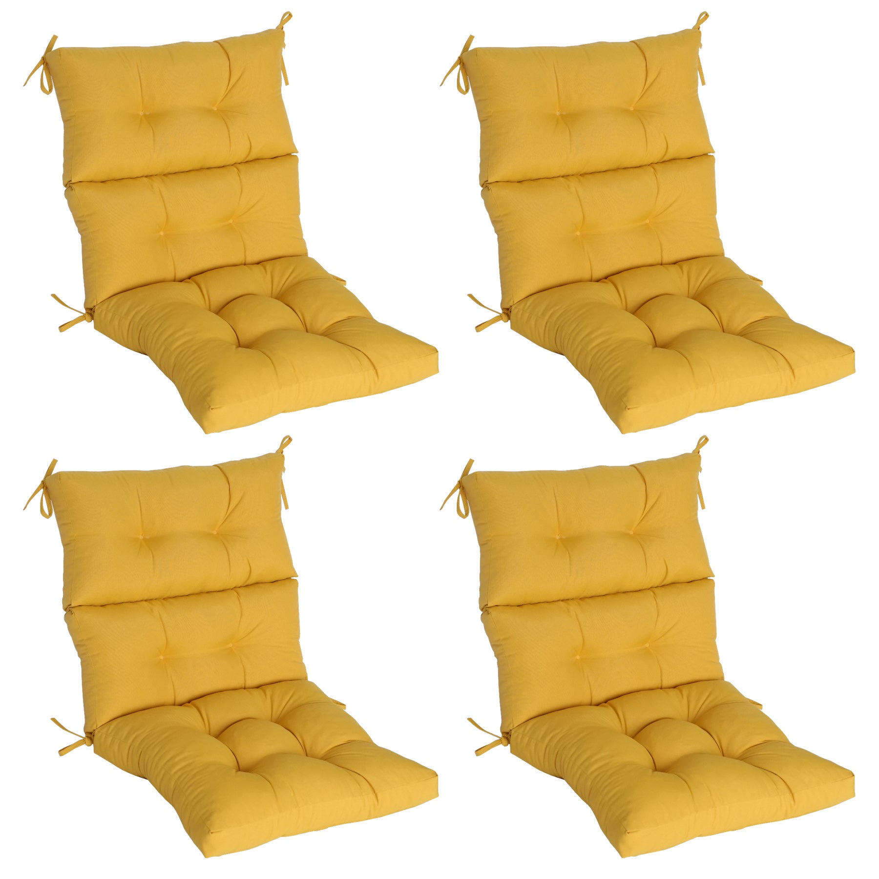 GoodGoods Tufted Outdoor High-Back Chair Cushion 22x44 in - Yellow lifestyle and product view 2