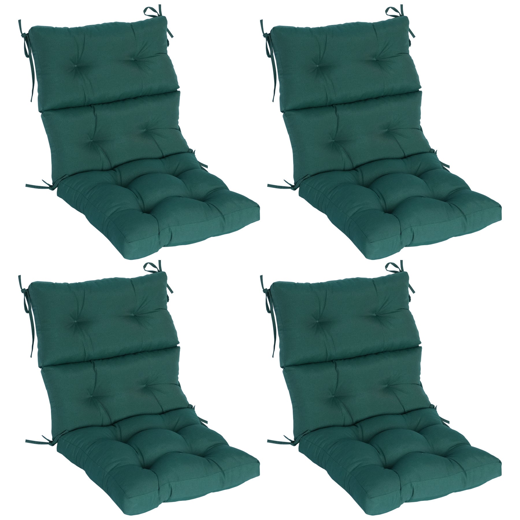 GoodGoods Tufted Outdoor High-Back Chair Cushion 22x44 in - Deep Green lifestyle and product view 2