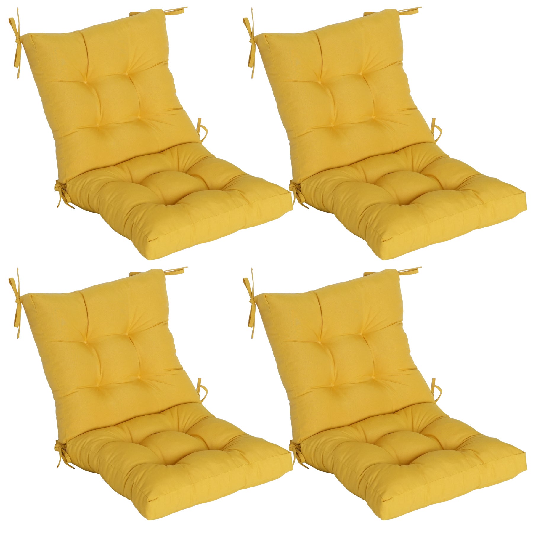 GoodGoods Tufted Outdoor High-Back Chair Cushion 20x40 in - Yellow lifestyle and product view 2