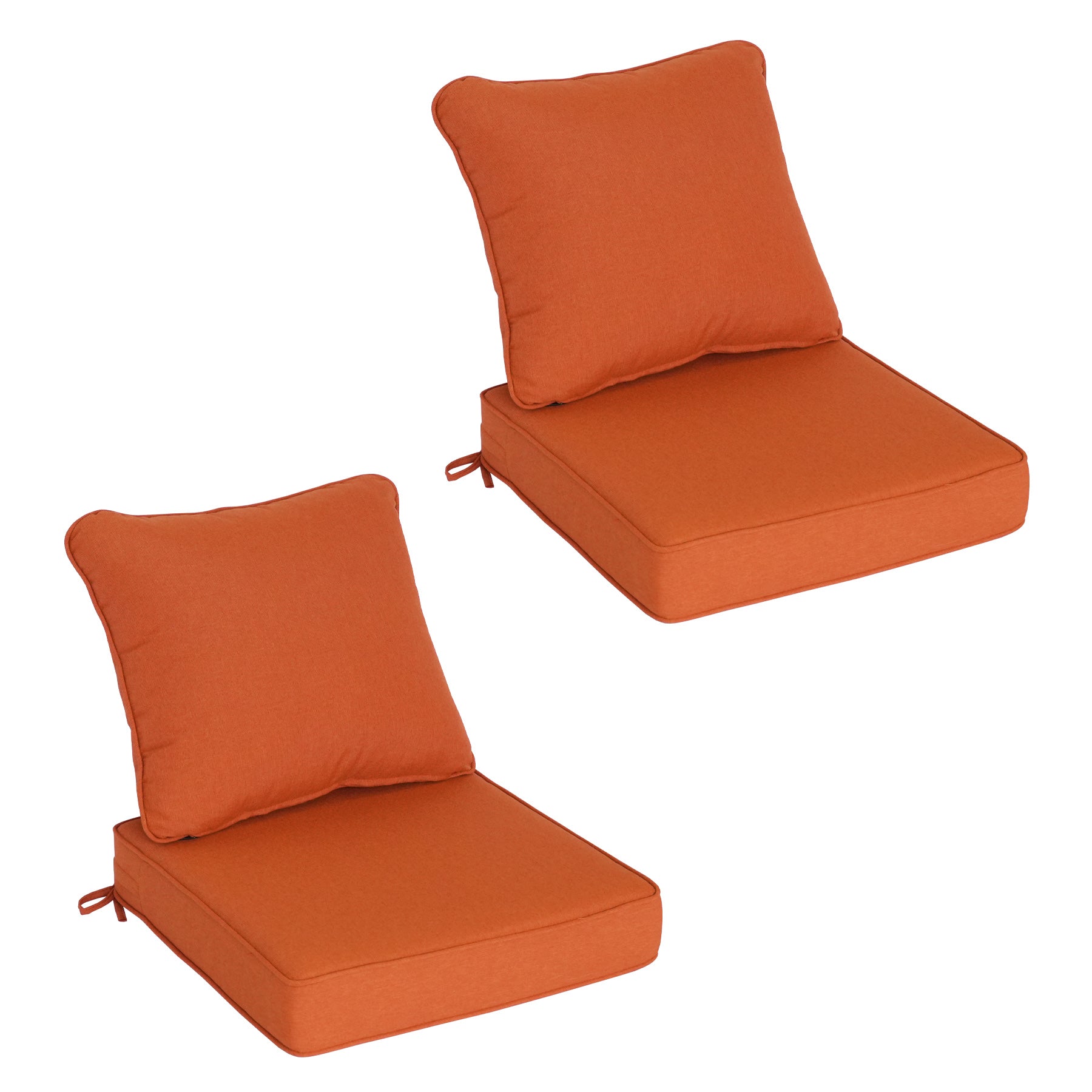 GoodGoods Deep Seat Outdoor Cushion Set 24x24 in - Orange lifestyle and product view 2