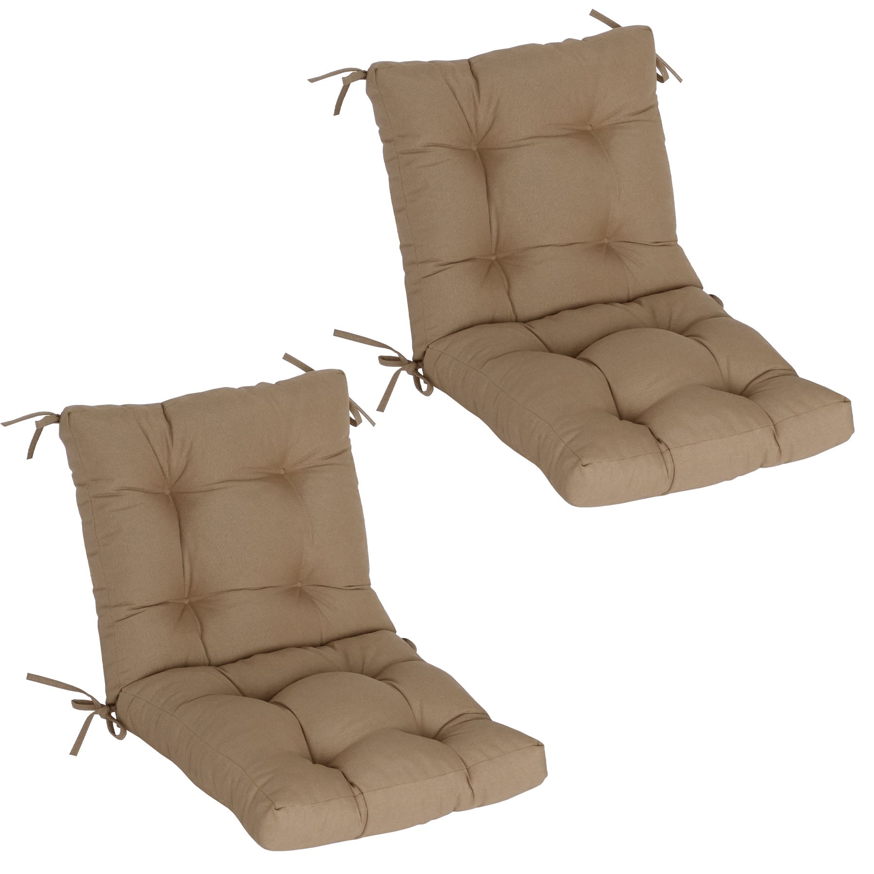 GoodGoods Tufted Outdoor High-Back Chair Cushion 20x40 in - Brown lifestyle and product view 3