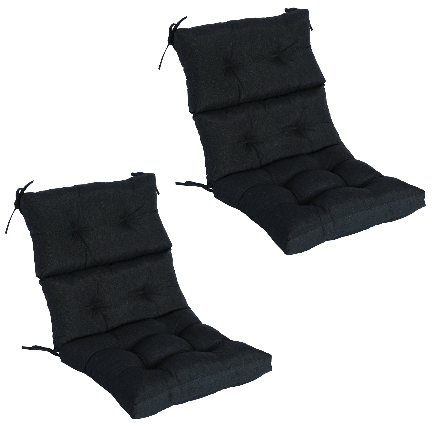GoodGoods Tufted Outdoor High-Back Chair Cushion 22x44 in - Black lifestyle and product view 3