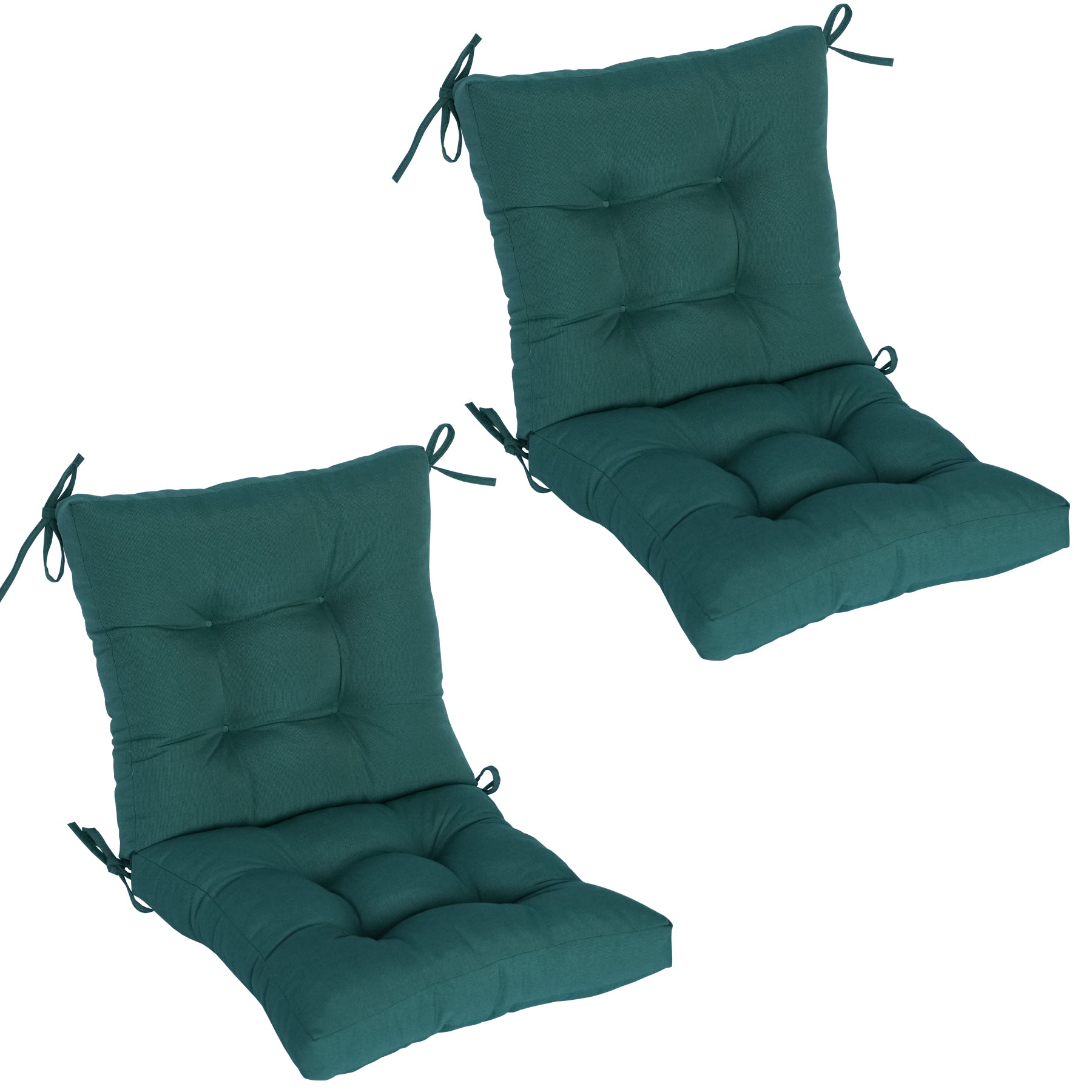 GoodGoods Tufted Outdoor High-Back Chair Cushion 20x40 in - Deep Green lifestyle and product view 3