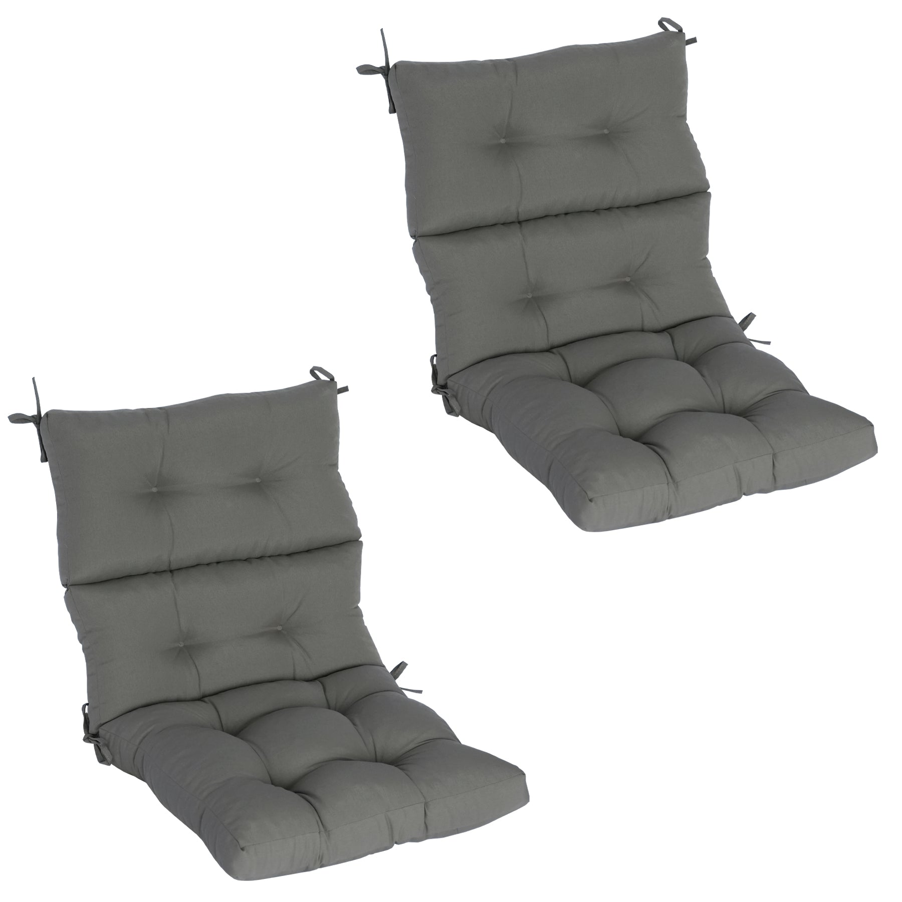 GoodGoods Tufted Outdoor High-Back Chair Cushion 22x44 in - Gray lifestyle and product view 3