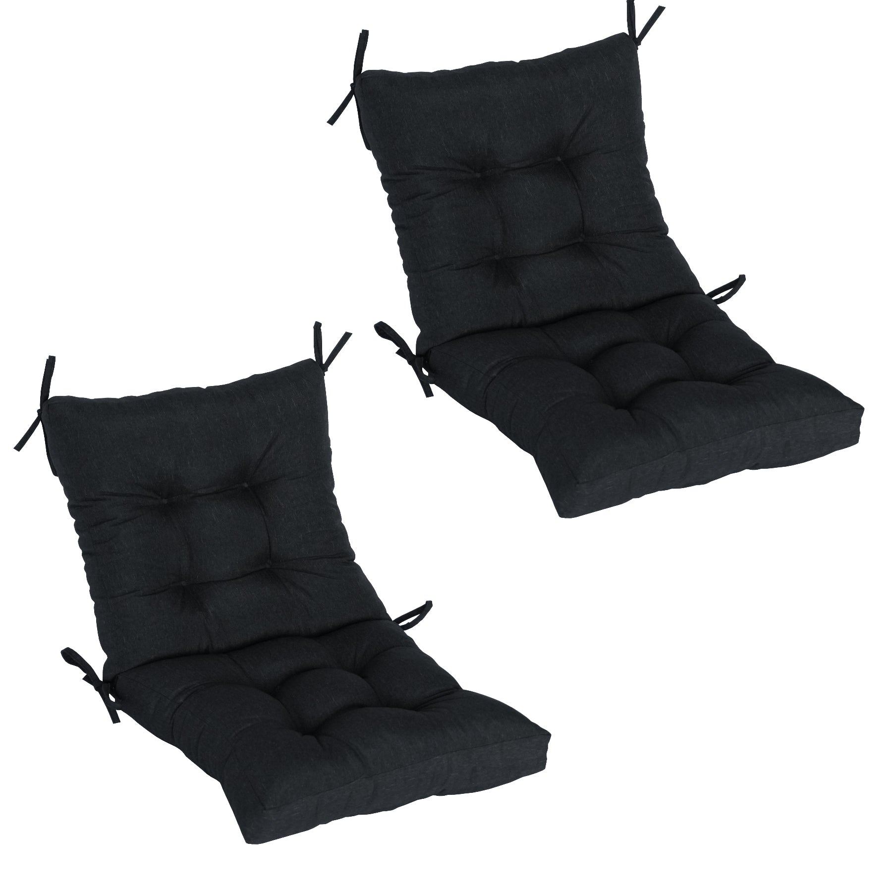 GoodGoods Tufted Outdoor High-Back Chair Cushion 18x36 in - Black lifestyle and product view 3