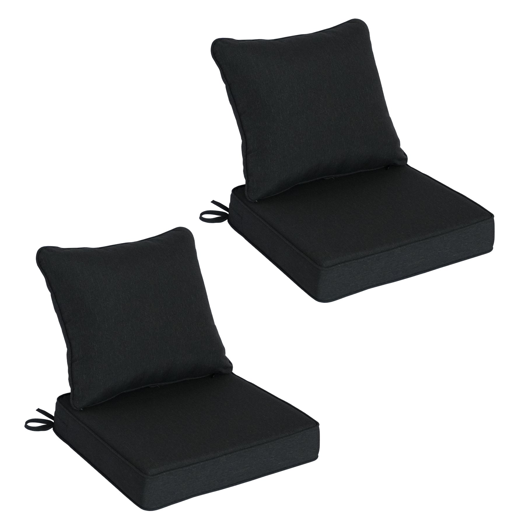 GoodGoods Deep Seat Outdoor Cushion Set 24x24 in - Black lifestyle and product view 2