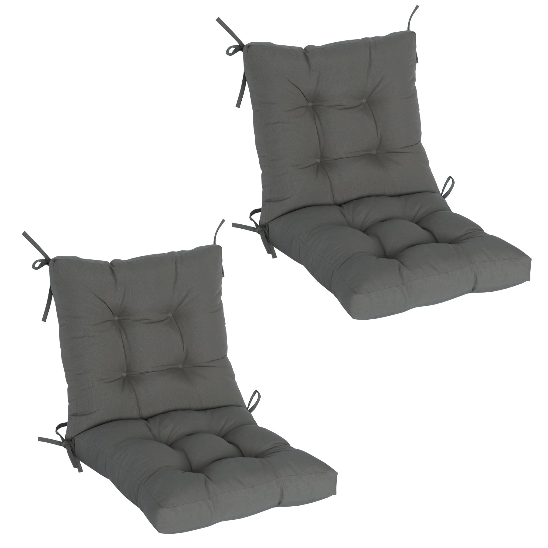 GoodGoods Tufted Outdoor High-Back Chair Cushion 20x40 in - Gray lifestyle and product view 3