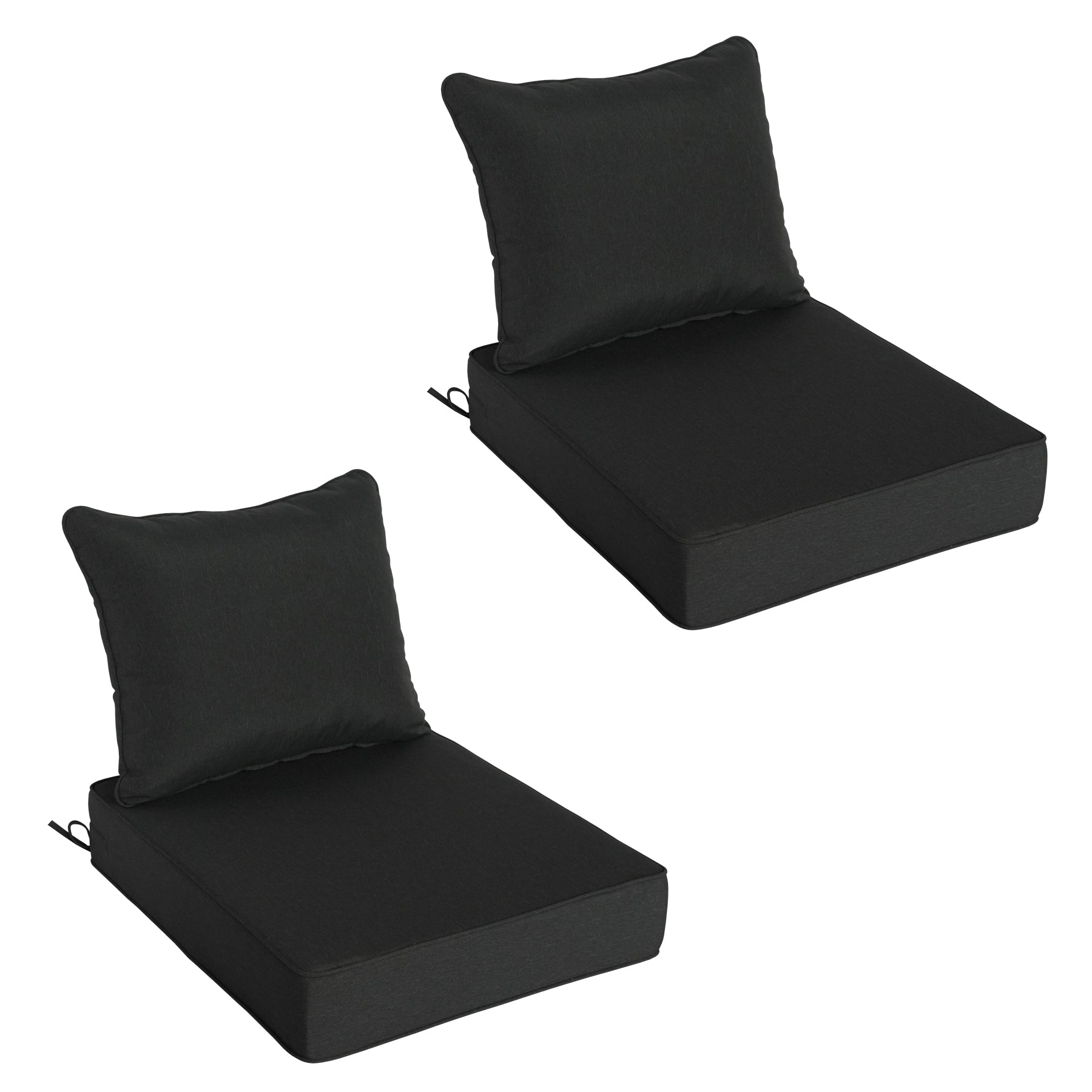 GoodGoods Deep Seat Outdoor Cushion Set 24x28 in - Black lifestyle and product view 2