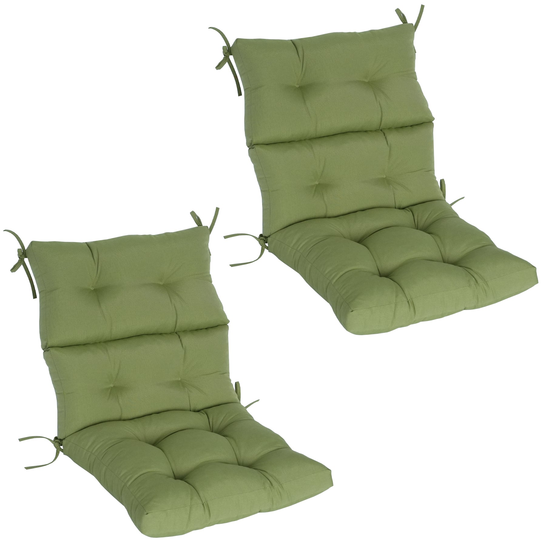 GoodGoods Tufted Outdoor High-Back Chair Cushion 22x44 in - Light Green lifestyle and product view 3