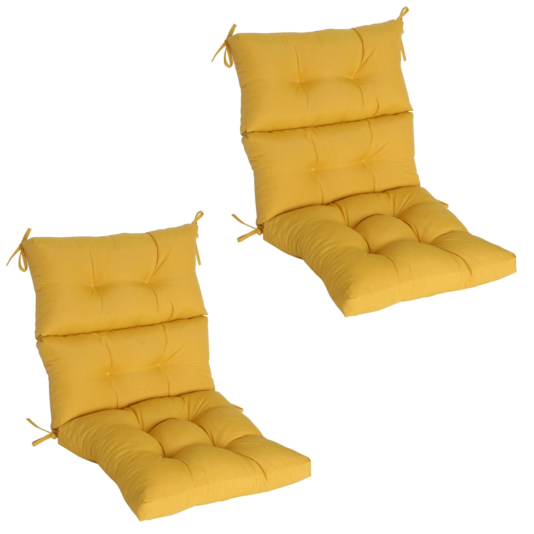 GoodGoods Tufted Outdoor High-Back Chair Cushion 22x44 in - Yellow lifestyle and product view 3