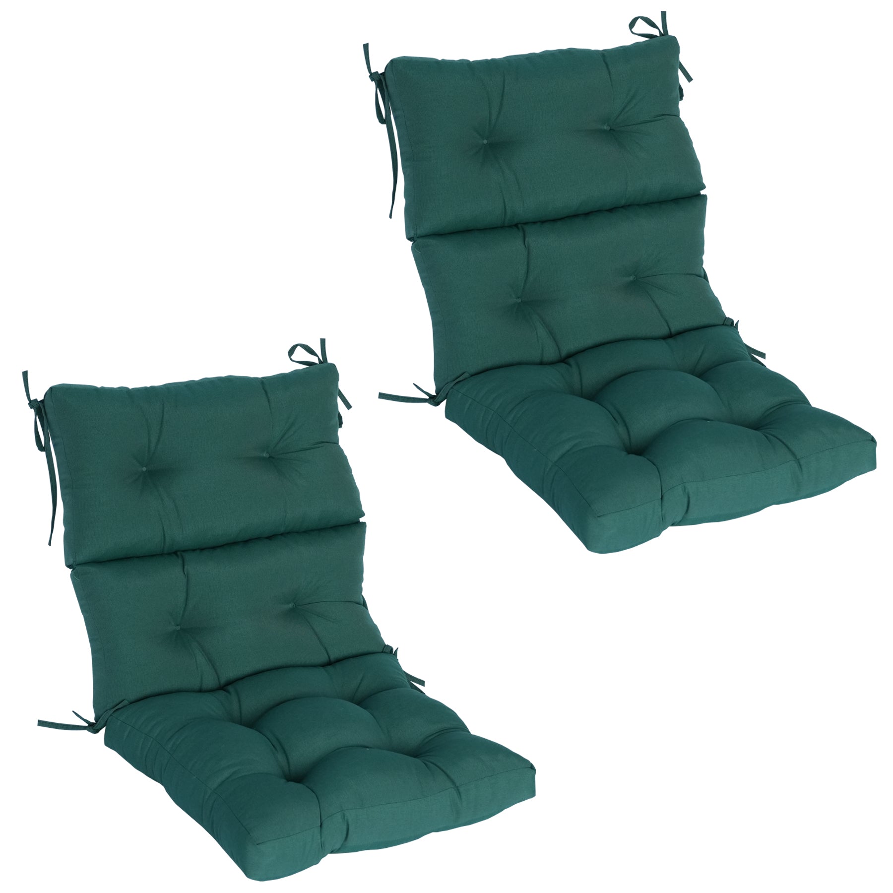 GoodGoods Tufted Outdoor High-Back Chair Cushion 22x44 in - Deep Green lifestyle and product view 3