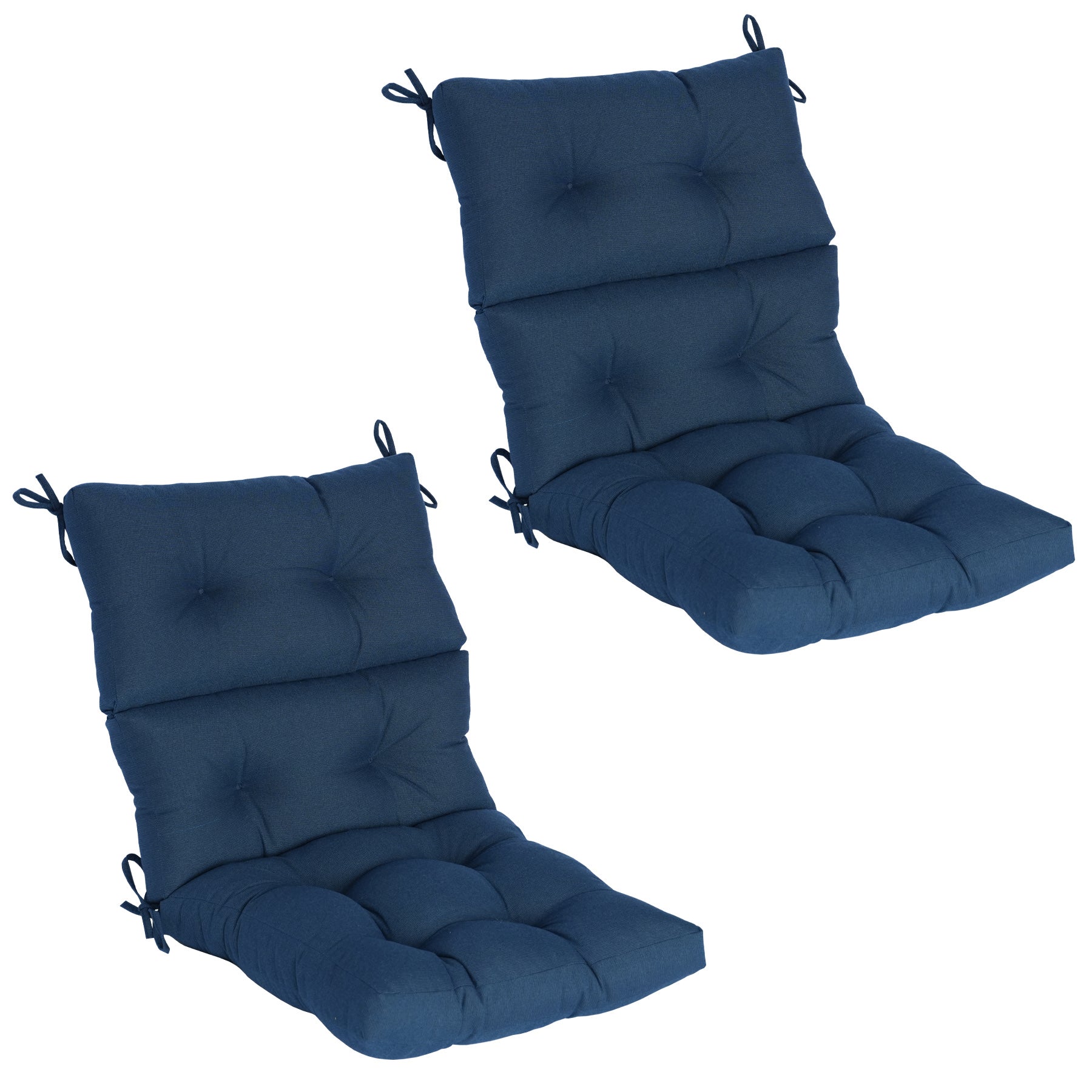 GoodGoods Tufted Outdoor High-Back Chair Cushion 22x44 in - Dark Blue lifestyle and product view 3
