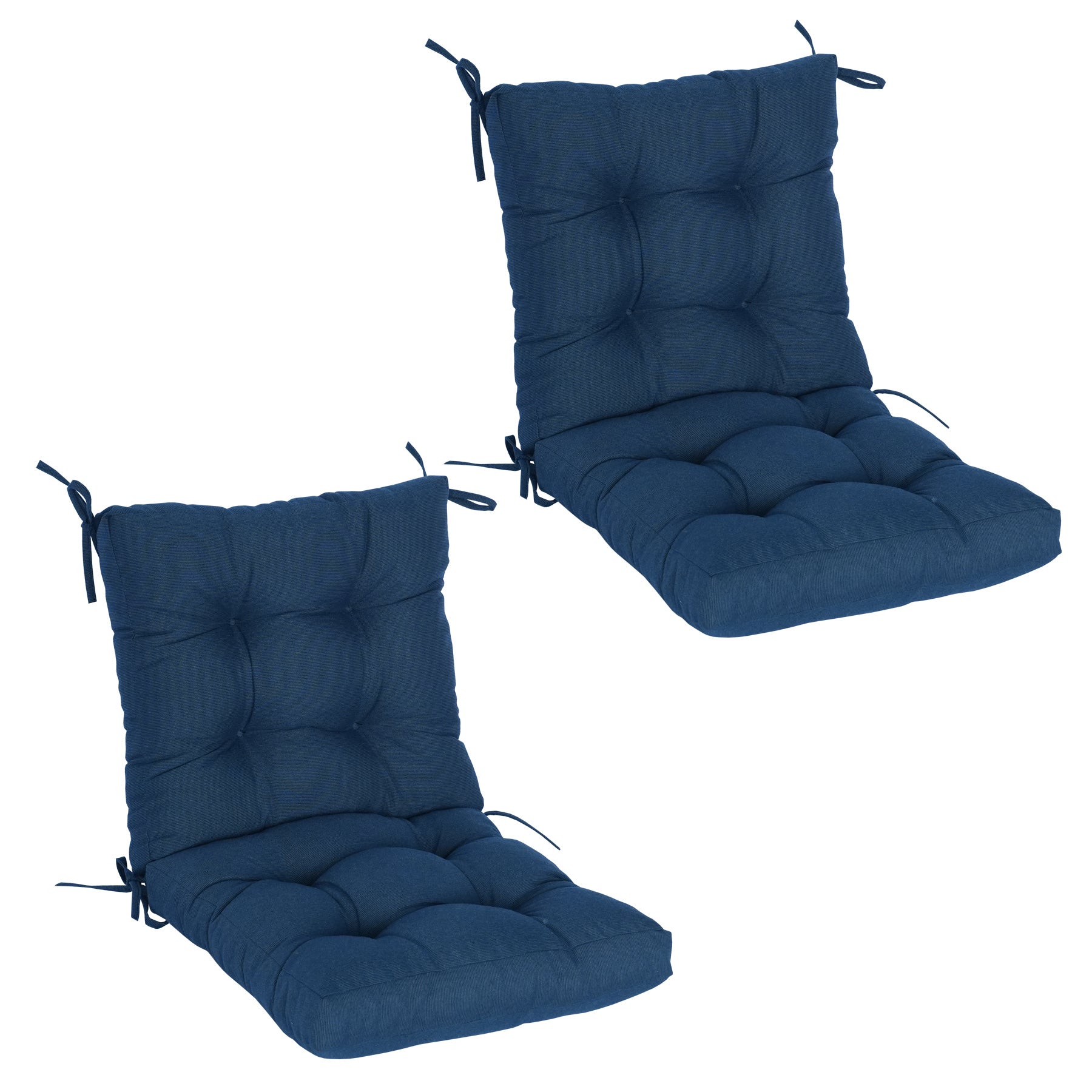 GoodGoods Tufted Outdoor High-Back Chair Cushion 20x40 in - Dark Blue lifestyle and product view 3
