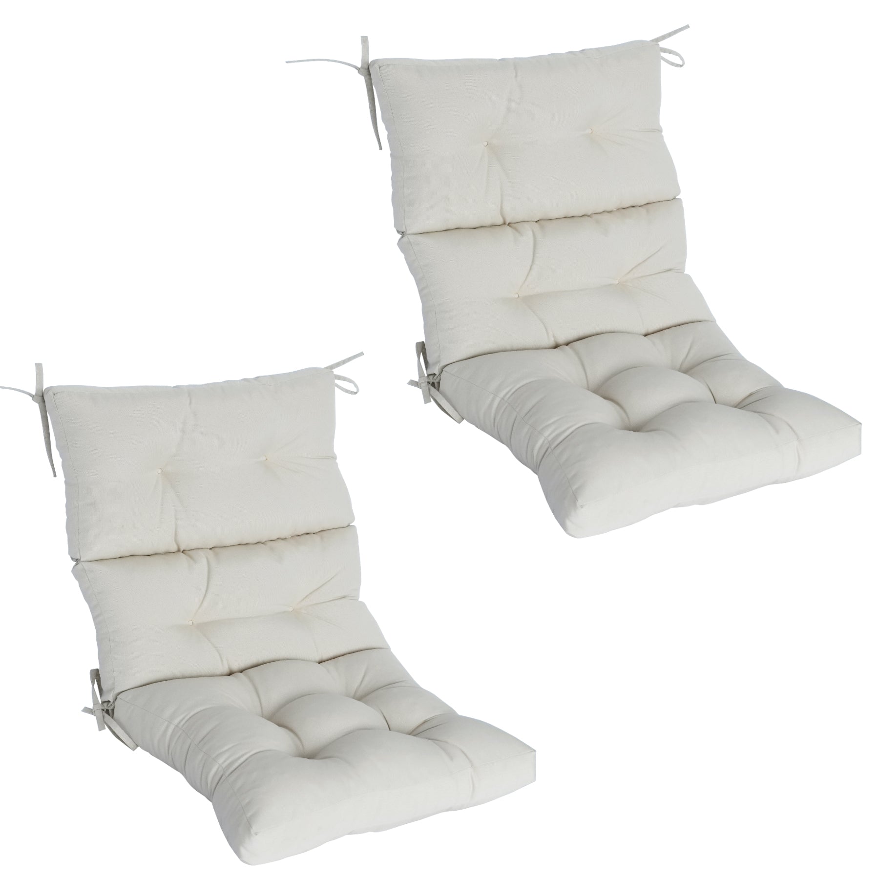 GoodGoods Tufted Outdoor High-Back Chair Cushion 22x44 in - Beige lifestyle and product view 3