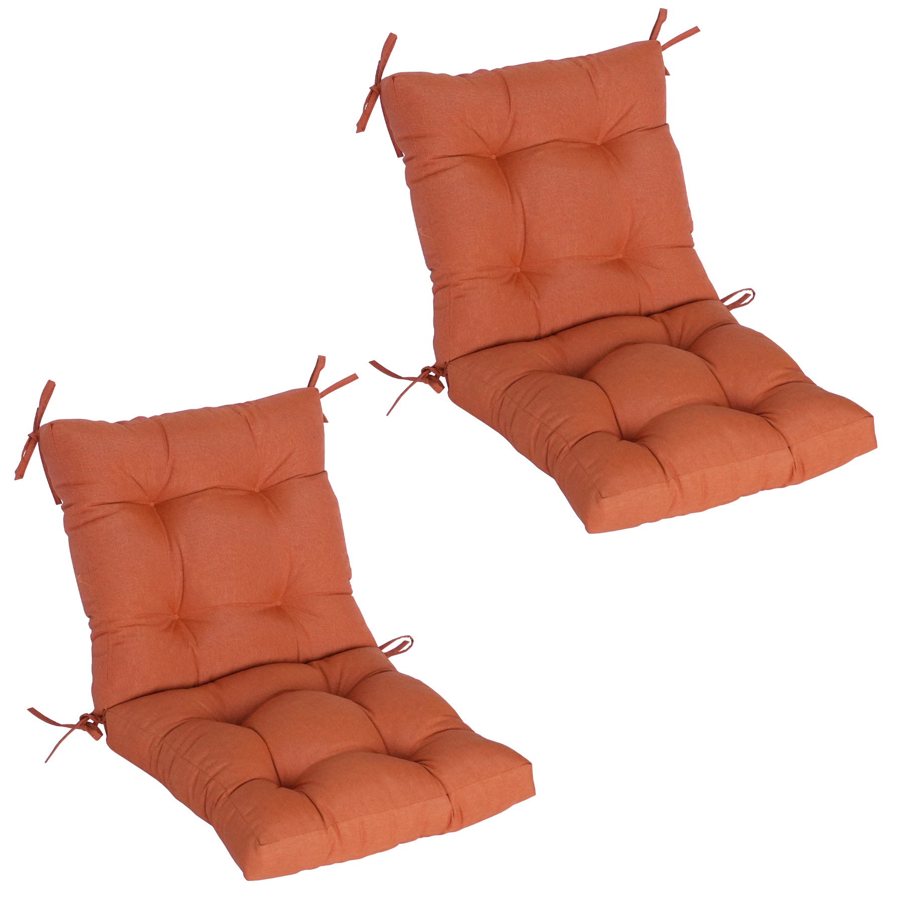 GoodGoods Tufted Outdoor High-Back Chair Cushion 20x40 in - Orange lifestyle and product view 3