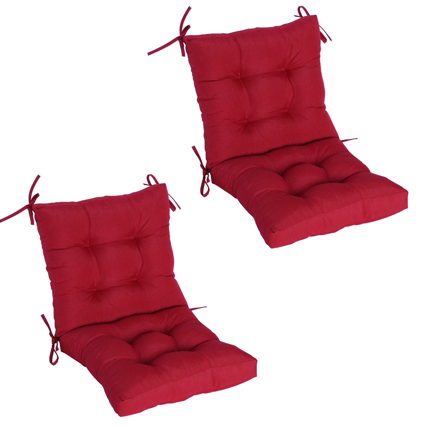 GoodGoods Tufted Outdoor High-Back Chair Cushion 20x40 in - Red lifestyle and product view 3