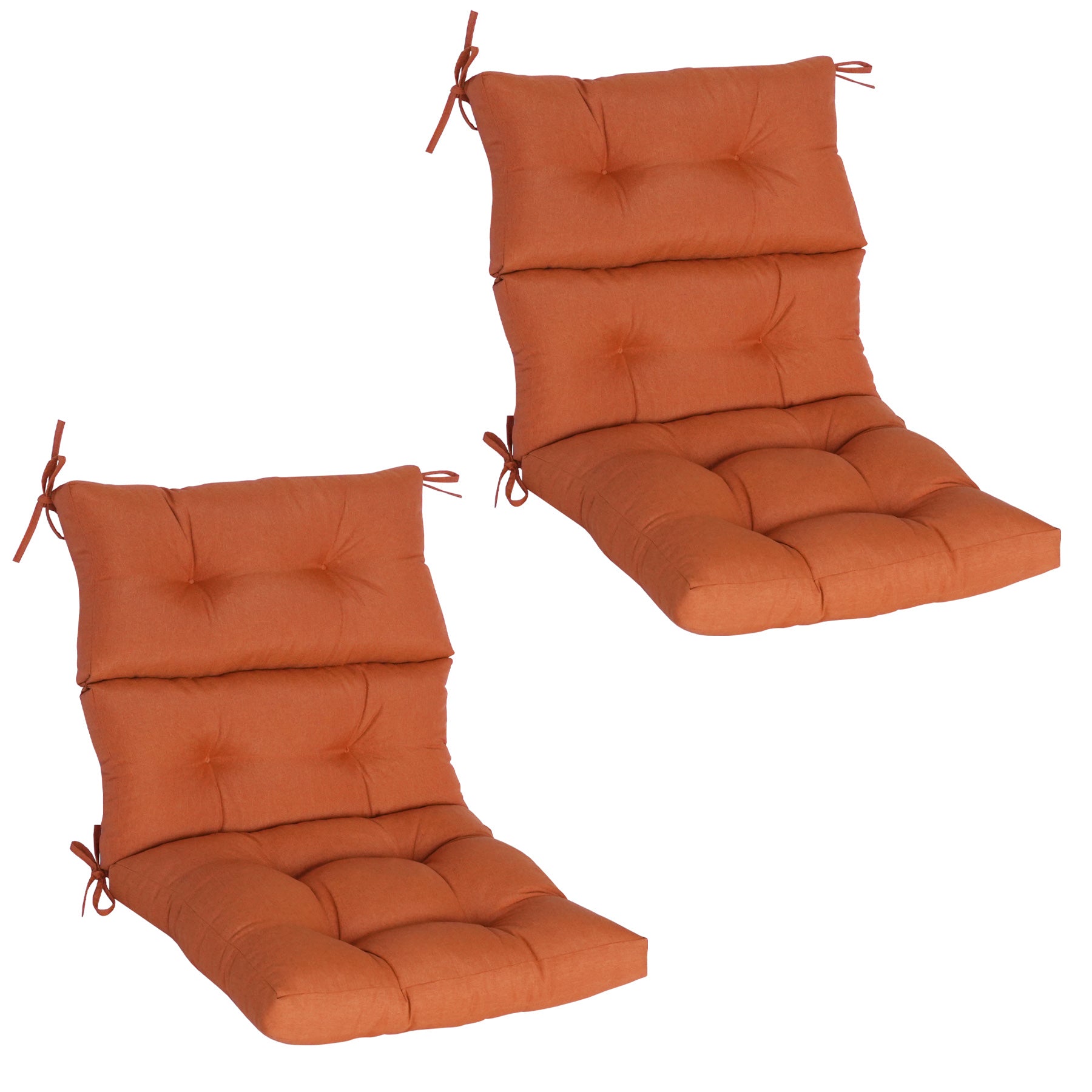 GoodGoods Tufted Outdoor High-Back Chair Cushion 22x44 in - Orange lifestyle and product view 3