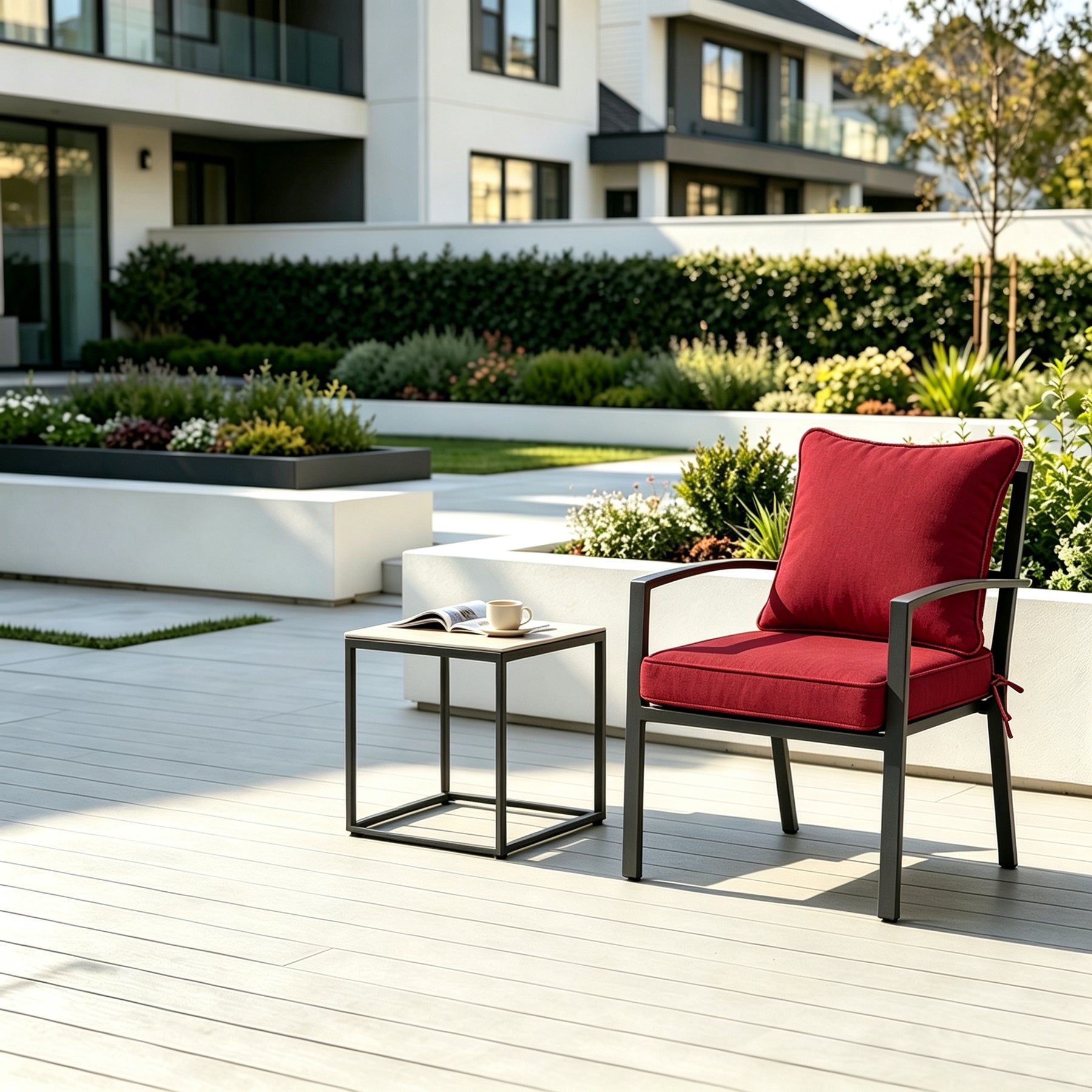 GoodGoods Deep Seat Outdoor Cushion Set 22x22 in - Red lifestyle and product view 3