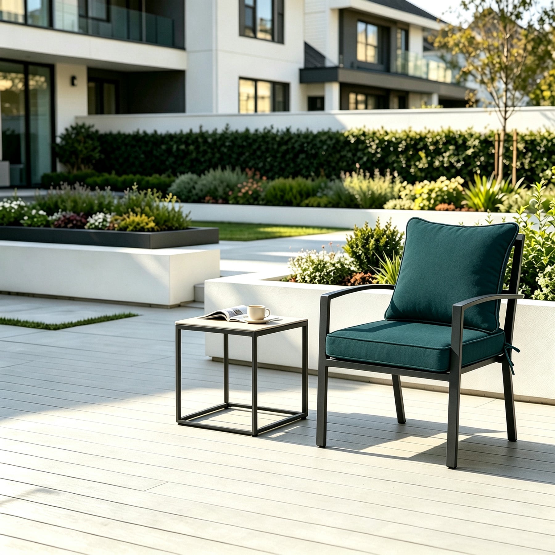 GoodGoods Deep Seat Outdoor Cushion Set 22x22 in - Deep Green lifestyle and product view 3